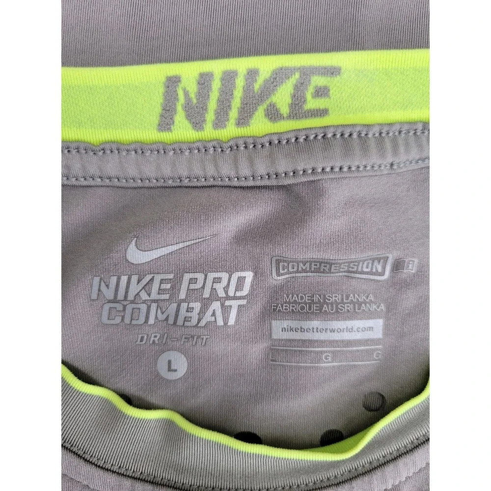 Nike Pro Combat Dri-FIT Compression Set Crew Neck L Shorts M‎ Gray Neon Green